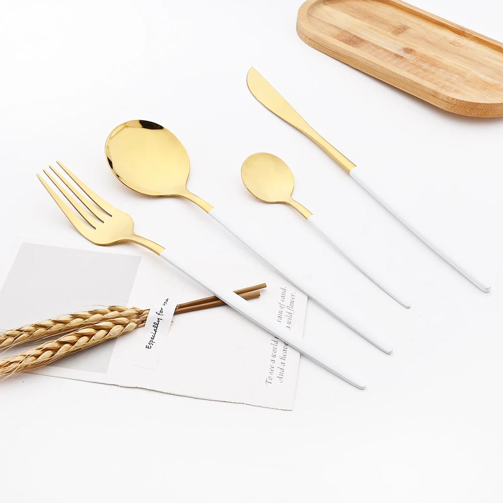 Silverware Mint Green Silver 5pcs/set Dinnerware Cutlery Knife Cake Fork Coffee Tea Spoon Stainless Steel Flatware Tableware Set