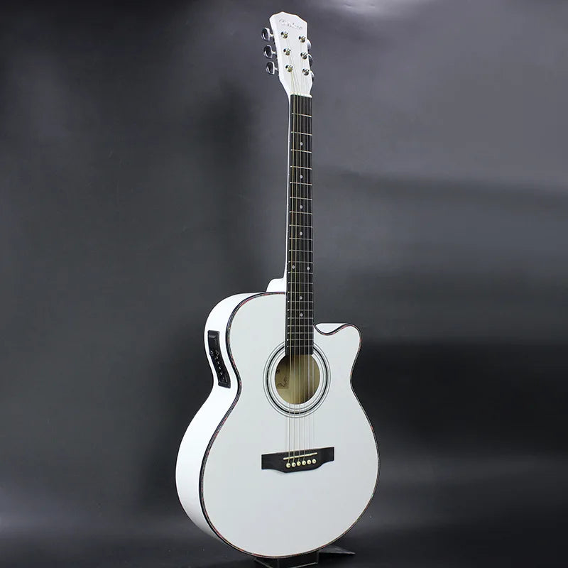 China Guitar 40 Inch White Acoustic Guitar with 4 Band Pickup