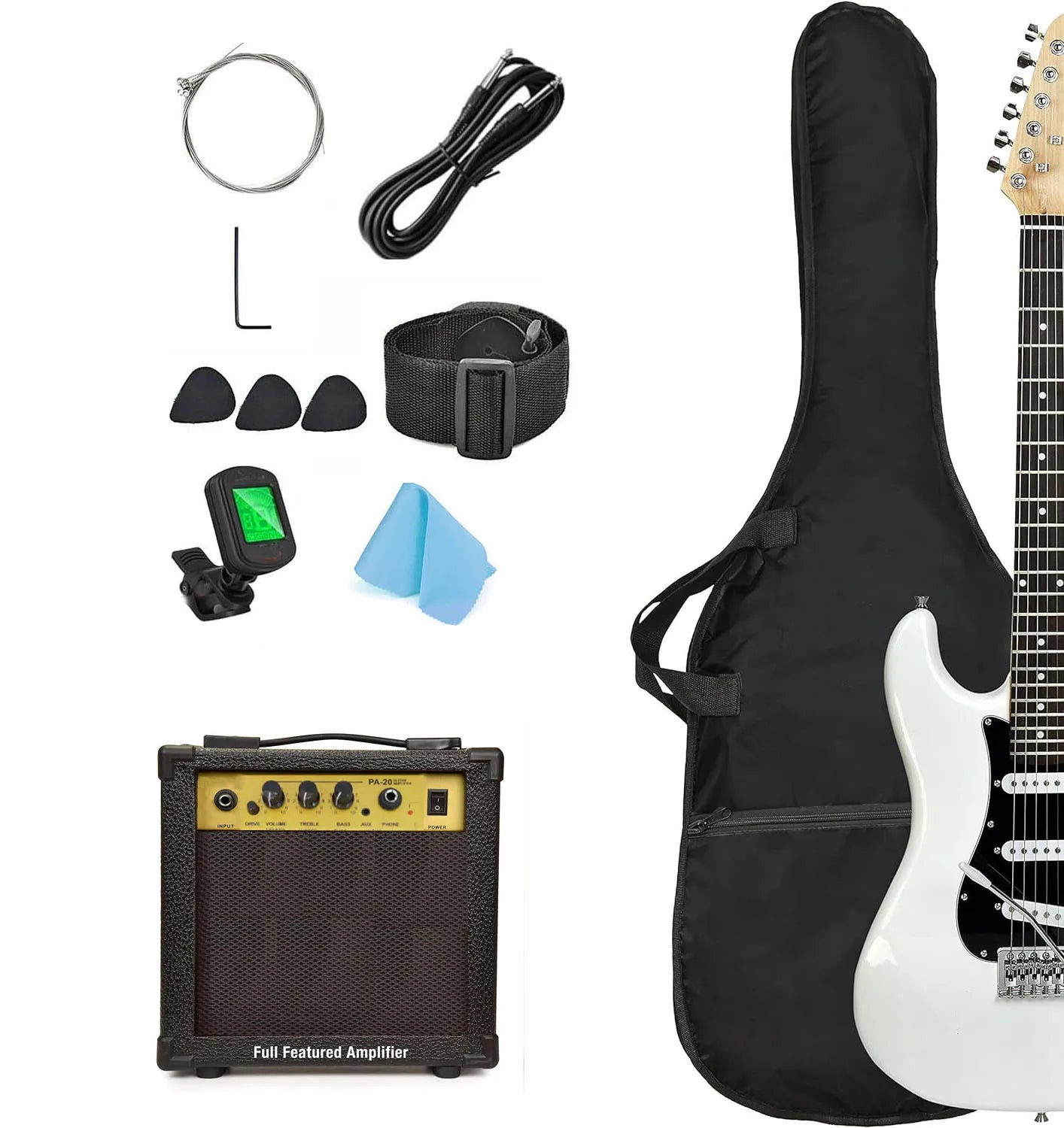 FCC Certified Electric Guitar with 10 Watt Amplifier Complete Kit-Beginner-Friendly Musical Instrument Includes Tuner Bag