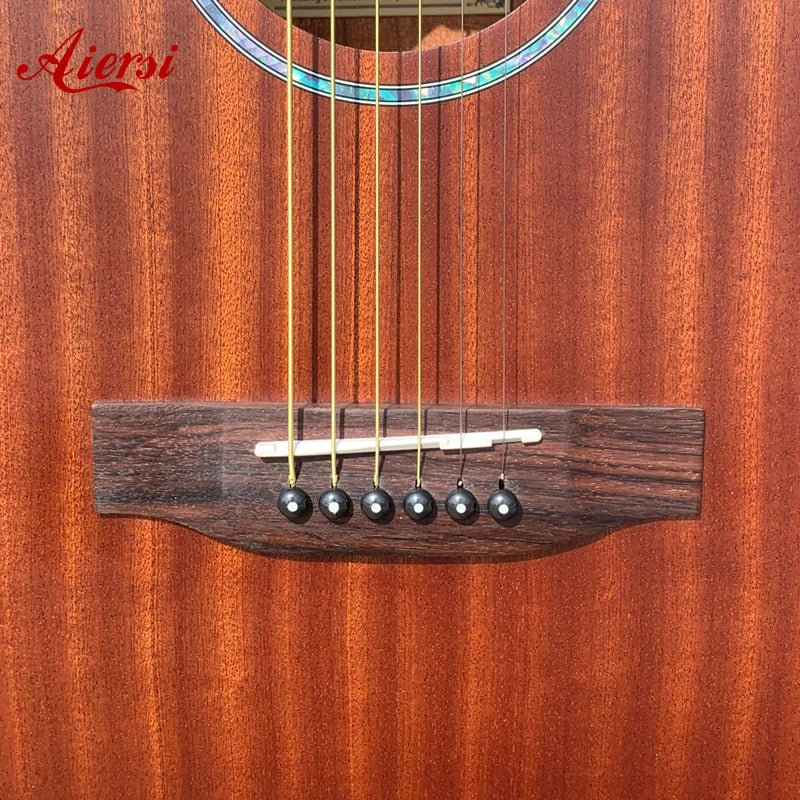 Custom Made Aiersi Brand Hot Sale Sapele Wood Body Cutaway Acoustic Guitar
