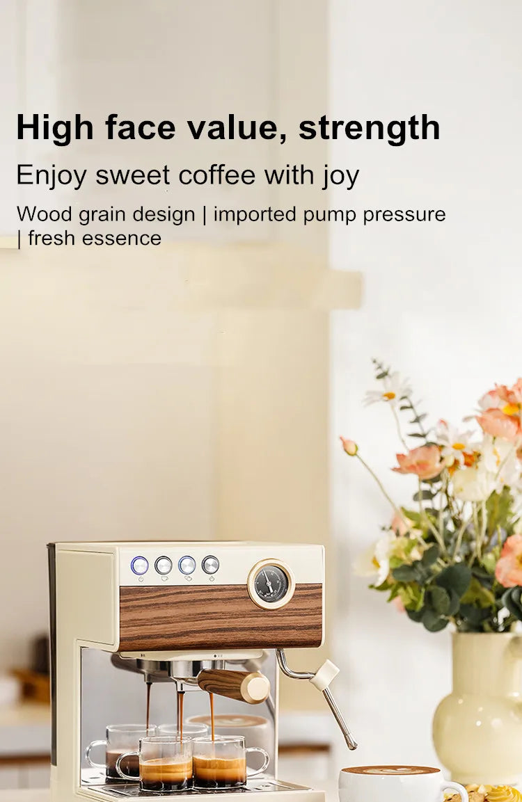 Coffee Maker Stainless Steel Italian Household Small Semi-Automatic Coffee Machine Steam Milk Bubble Concentration Office Steam