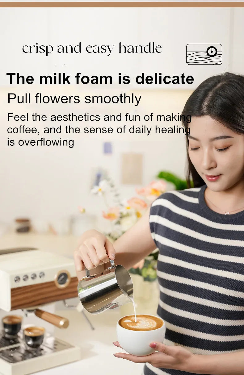 Coffee Maker Stainless Steel Italian Household Small Semi-Automatic Coffee Machine Steam Milk Bubble Concentration Office Steam