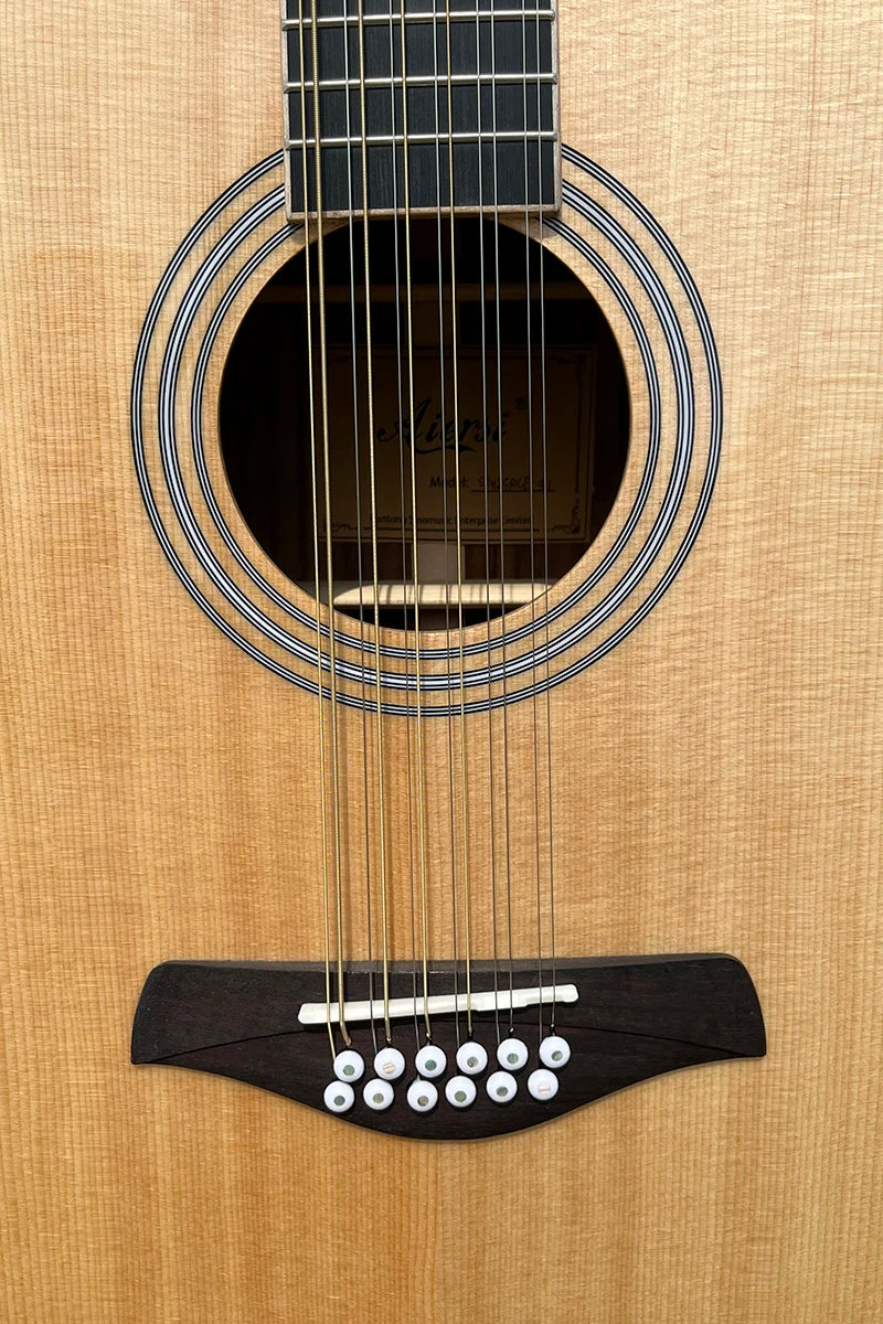 Aiersi Brand Handmade Gloss Finish High Grade Solid Top 12 String Electric Acoustic Guitars with Pickup