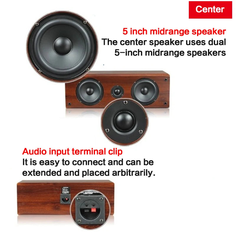 KYYSLB 100W 5 Inch Stereo Surround Center Speakers 4Ohm Sound Wooden Audio Home Theater System HIFI Passive Speakers