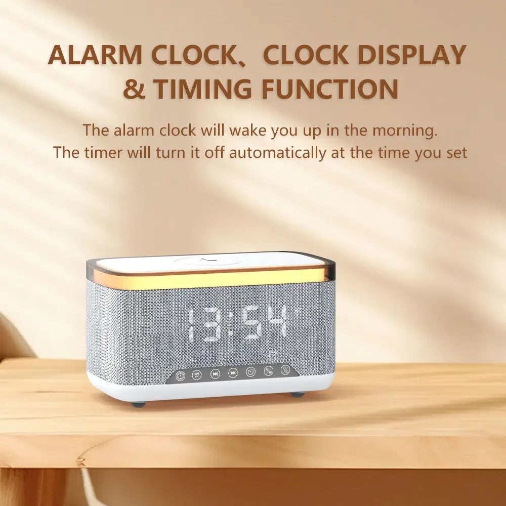 Portable Speakers with Alarm Clock Smart Colorful RGB Night LED Flashing Light Lamp Wireless Charging Desktop Indoor Sleep Aid