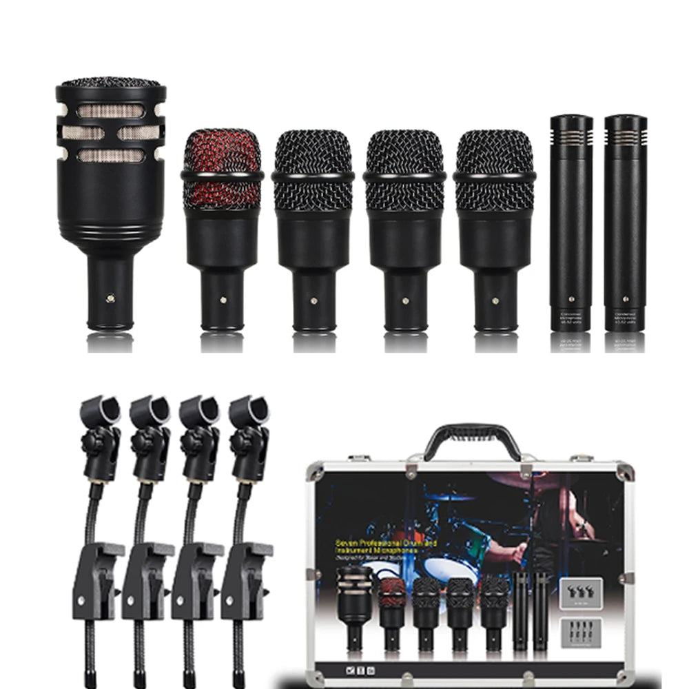 YHS DP72 7-Piece Dynamic Drum Microphone Kit | XLR, 50Hz–15kHz, 110dB SPL, Stage & Studio