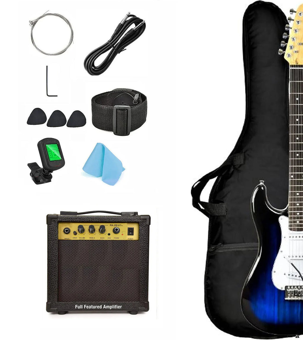FCC Certified Electric Guitar with 10 Watt Amplifier Complete Kit-Beginner-Friendly Musical Instrument Includes Tuner Bag