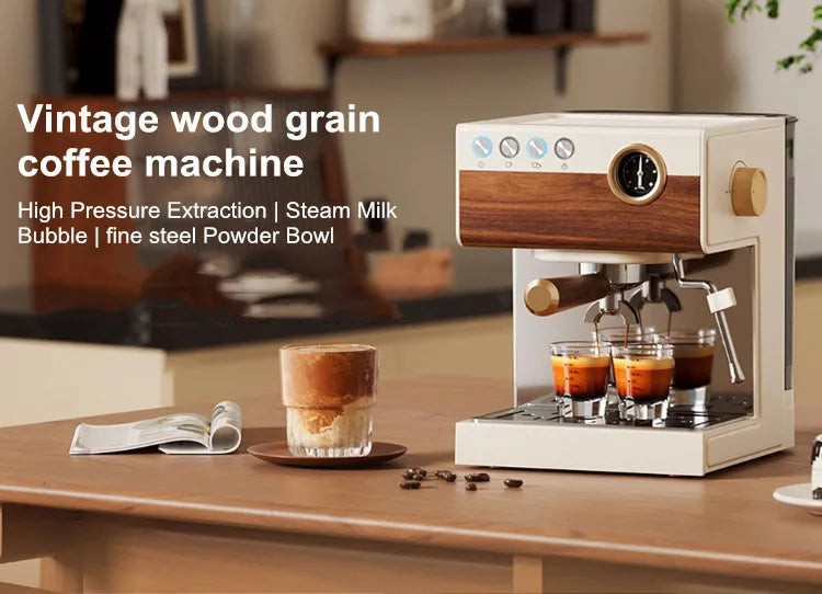 Coffee Maker Stainless Steel Italian Household Small Semi-Automatic Coffee Machine Steam Milk Bubble Concentration Office Steam