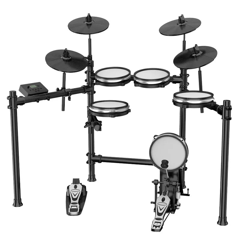 Professional Performance Mute Electronic Drums Portable Folding Percussion Instruments with Silicone Chamber and Drum Heads