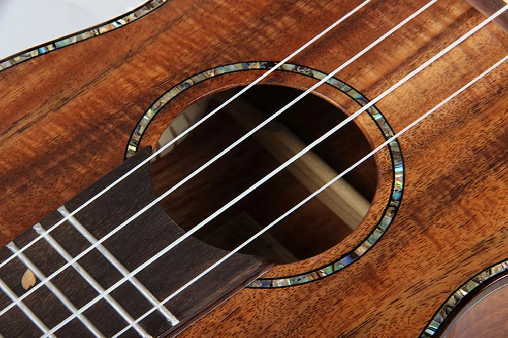 2023 Newest Professional String Instrument Guitar 24" Concert Solid Top KOA Body Acacia Mahogany Glossy Ukulele with Accessories
