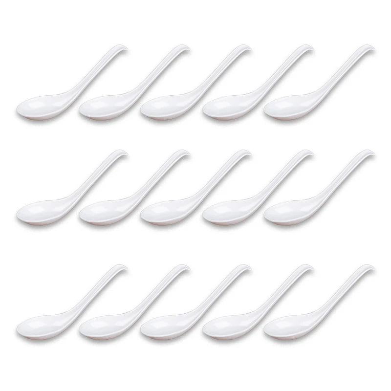 Soup Spoons,15Pcs Japanese Style Spoons Creative Rice Spoons Chinese Asian Soup Spoons with Long Handle for Restaurants CNIM Hot