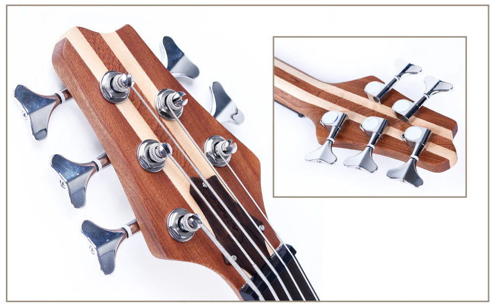 Made in China Professional Active Pickup Bass with Conjoined Neck Through Body 5 Strings Electric Bass Guitar