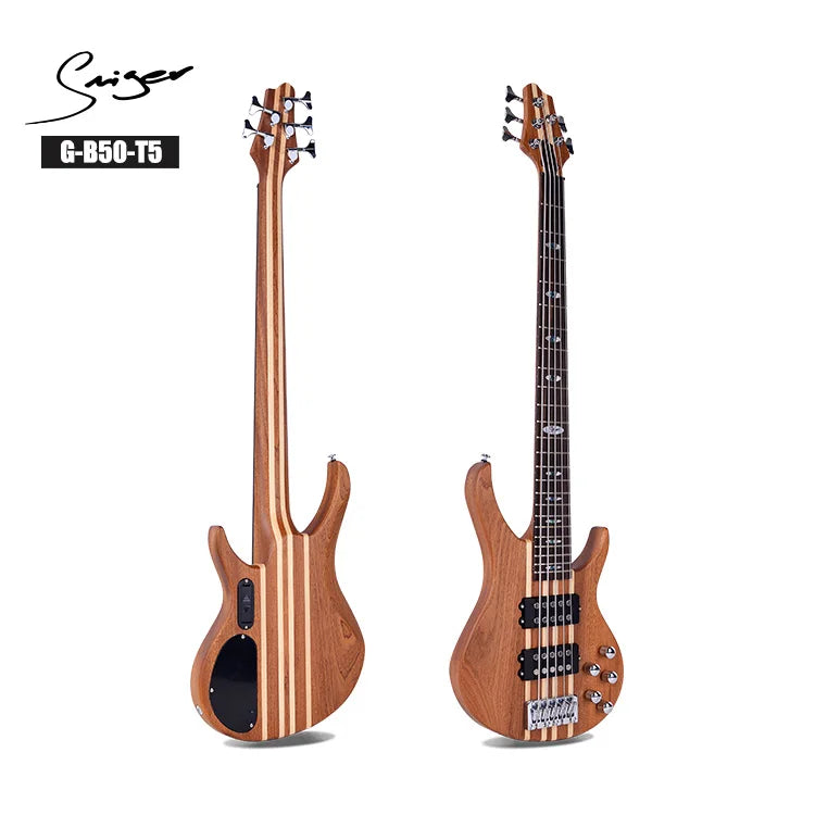 Made in China Professional Active Pickup Bass with Conjoined Neck Through Body 5 Strings Electric Bass Guitar