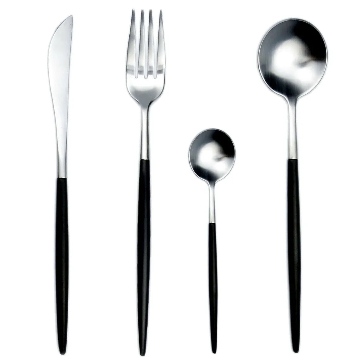 Matte Silver Dinnerware Set 18/10 Stainless Steel Cutlery Set Dessert Fork Knives Spoon Chopsticks Silverware Steak Tableware