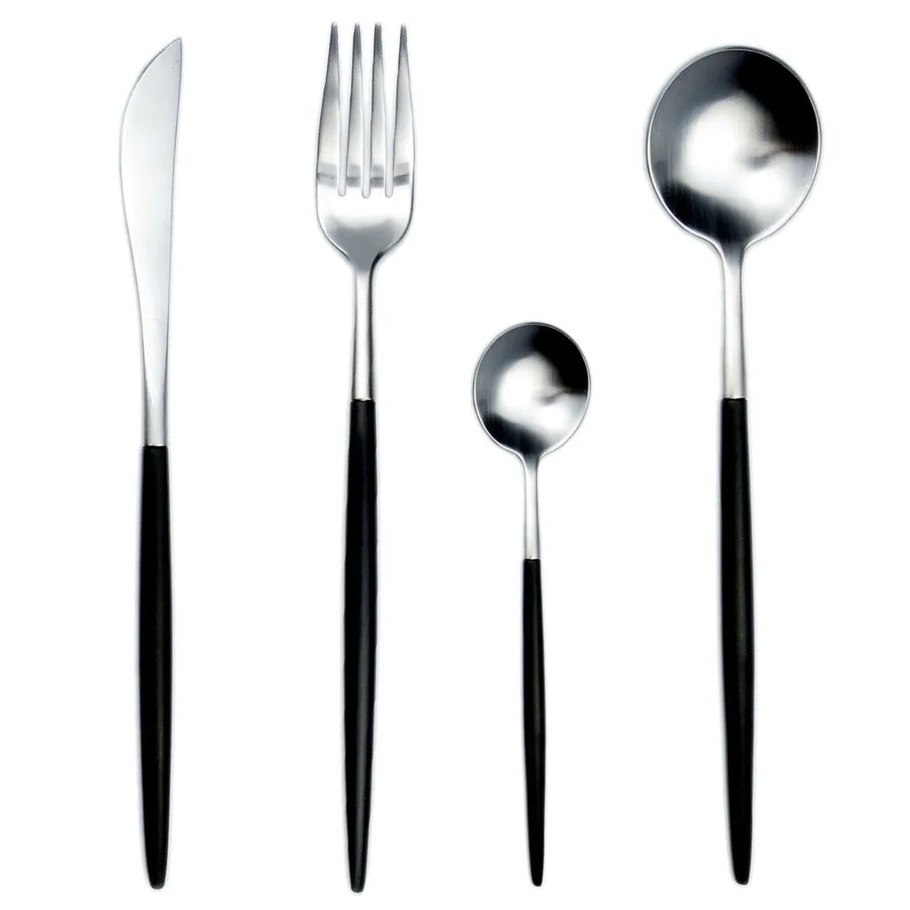 Matte Silver Dinnerware Set 18/10 Stainless Steel Cutlery Set Dessert Fork Knives Spoon Chopsticks Silverware Steak Tableware