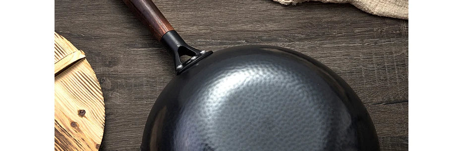 32cm Iron Wok Craft Wok Traditional Hand Hammered Chinese Carbon Steel Wok Iron Pot for Induction,Gas,Suitable for All Stoves