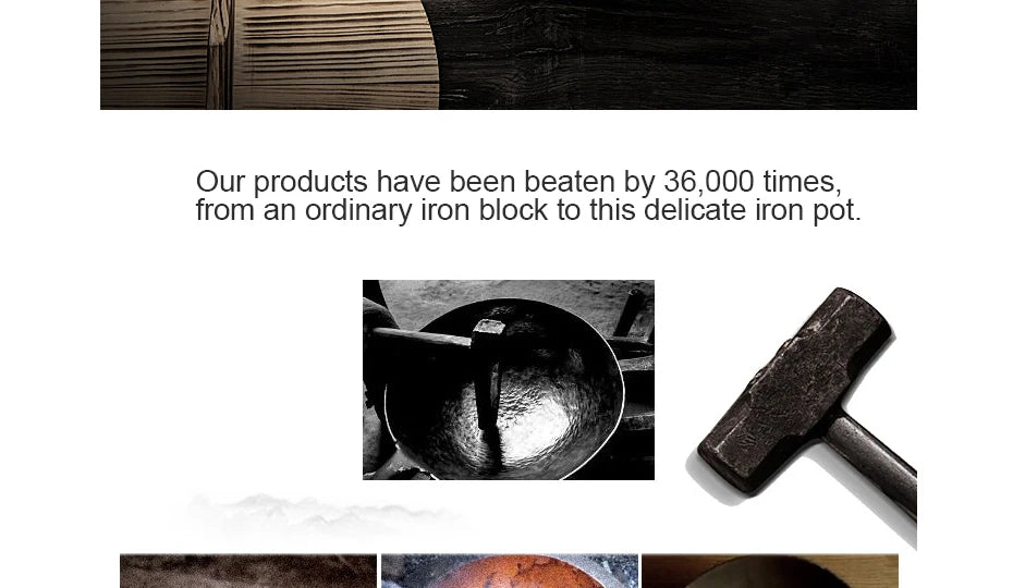 32cm Iron Wok Craft Wok Traditional Hand Hammered Chinese Carbon Steel Wok Iron Pot for Induction,Gas,Suitable for All Stoves