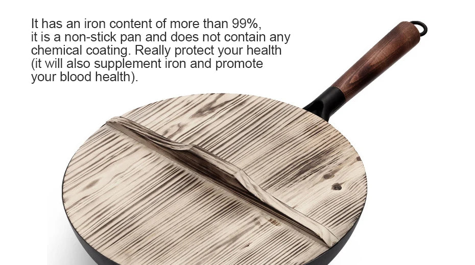32cm Iron Wok Craft Wok Traditional Hand Hammered Chinese Carbon Steel Wok Iron Pot for Induction,Gas,Suitable for All Stoves