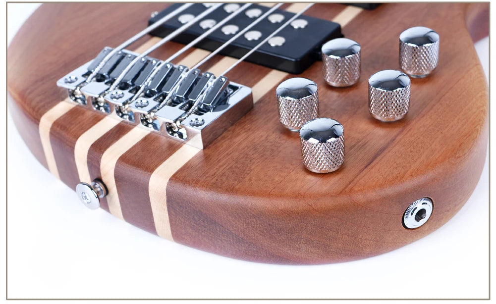 Made in China Professional Active Pickup Bass with Conjoined Neck Through Body 5 Strings Electric Bass Guitar