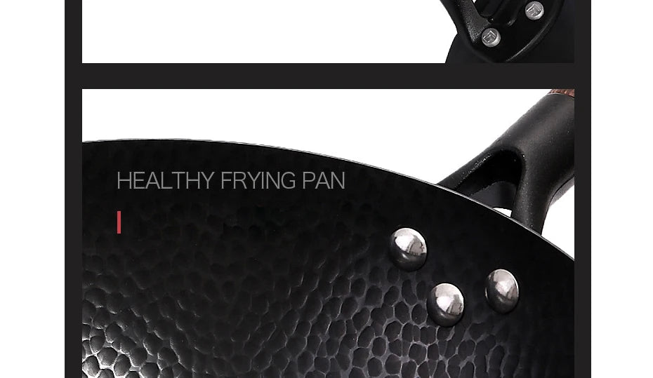 32cm Iron Wok Craft Wok Traditional Hand Hammered Chinese Carbon Steel Wok Iron Pot for Induction,Gas,Suitable for All Stoves