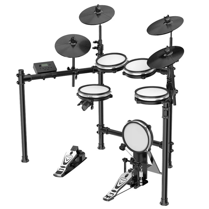 Professional Performance Mute Electronic Drums Portable Folding Percussion Instruments with Silicone Chamber and Drum Heads