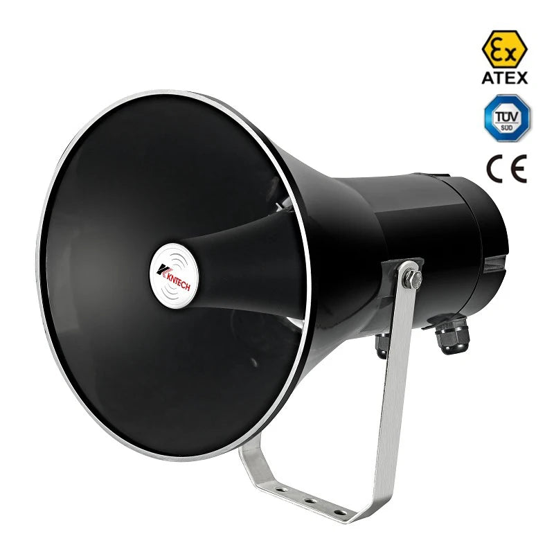 KNTECH 10W Explosion Proof Speakers ATEX Certification Black Horn Waterproof Rating IP66 Anti-static Polyamide Public Address
