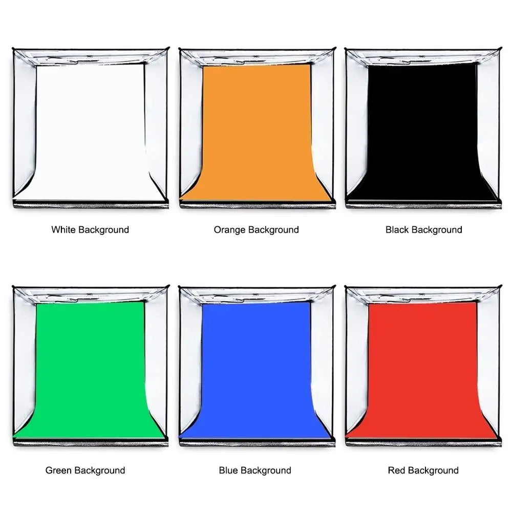 PULUZ 60x60 Photo Studio Light Box Photography Studio Shooting Light Tent Box 6 Colors Backgrounds Tabletop LED Light Studio Box