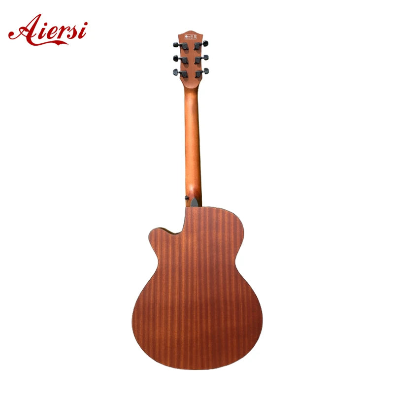 Custom Made Aiersi Brand Hot Sale Sapele Wood Body Cutaway Acoustic Guitar