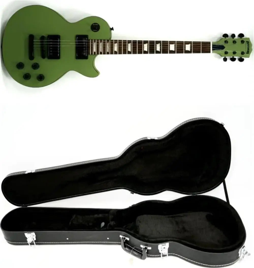 Eastern Music Hardluck Kings BOSSMAN IRISH MOSS Limited Edition Satin Matte Olive Green Les Paul Style Electric Guitar With Case