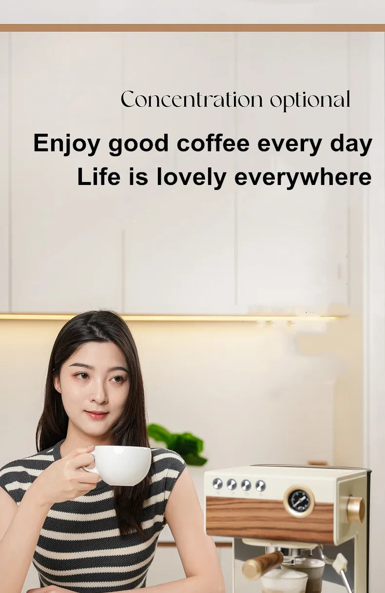 Coffee Maker Stainless Steel Italian Household Small Semi-Automatic Coffee Machine Steam Milk Bubble Concentration Office Steam