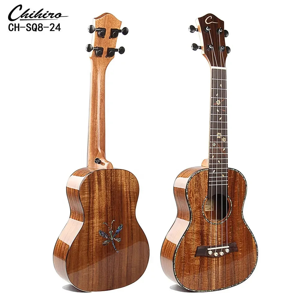 2023 Newest Professional String Instrument Guitar 24" Concert Solid Top KOA Body Acacia Mahogany Glossy Ukulele with Accessories