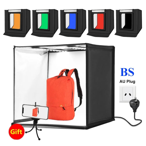 PULUZ 60x60 Photo Studio Light Box Photography Studio Shooting Light Tent Box 6 Colors Backgrounds Tabletop LED Light Studio Box