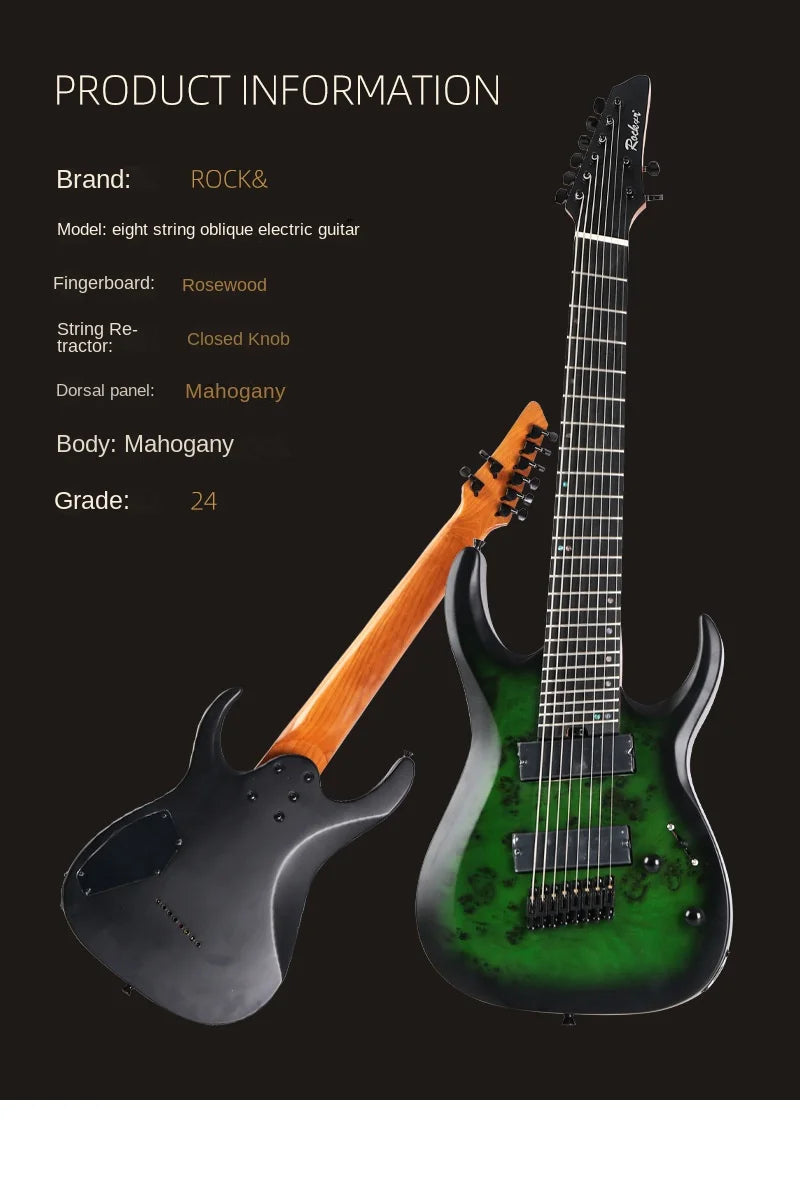 Factory Wholesale New Eight-string Oblique Electric Guitar for Man Woman