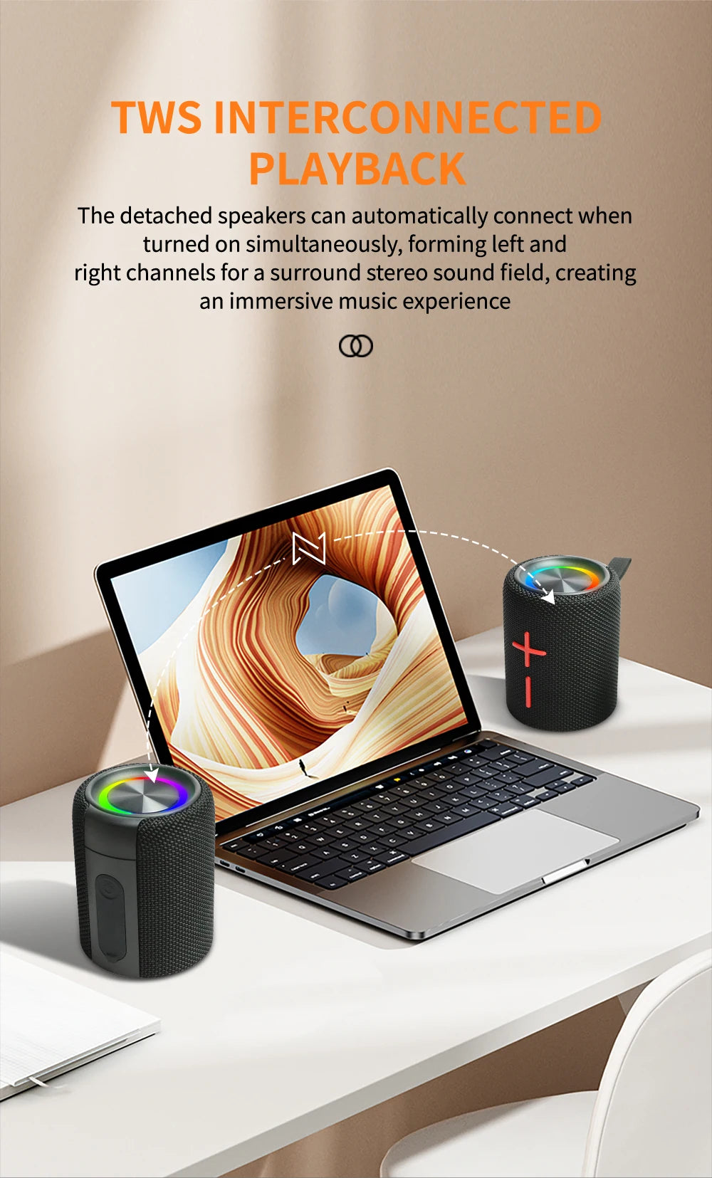 Dual Magnetic BT5.3 Speaker, IPX6 Waterproof Portable Wireless Speakers 24H Playtime Multiple Pairing for Home,Outdoor or Travel