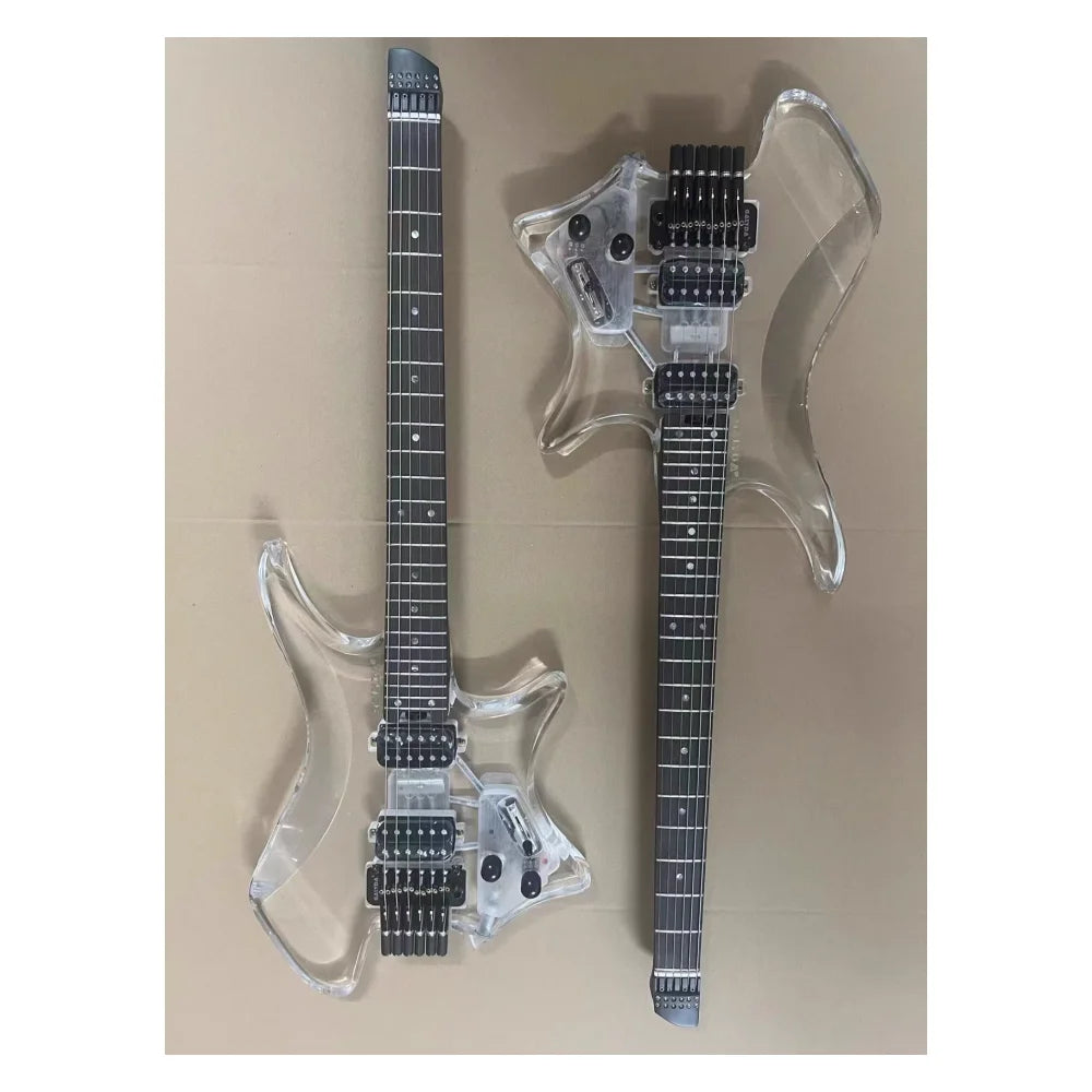 JELO Factory 39-Inch Electric Guitar with Headless Style Acrylic Body 24 Frets AAA Rosewood Fingerboard 6 Strings