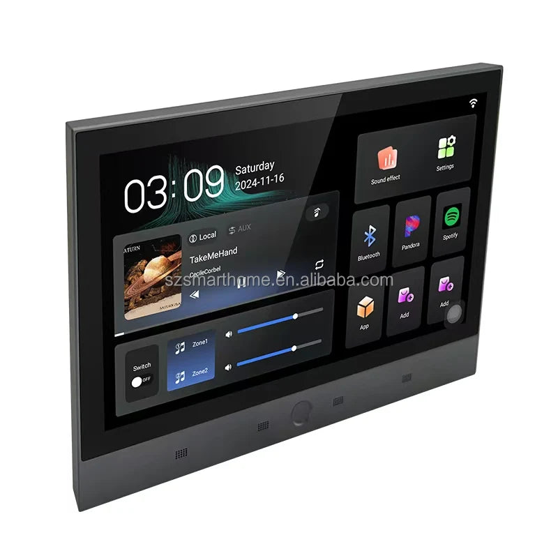Huaxuyun T7-1 7" Android 11 Wall-Mount Smart Music Amplifier | WiFi, 8-Speaker Zones, Yamaha Amp