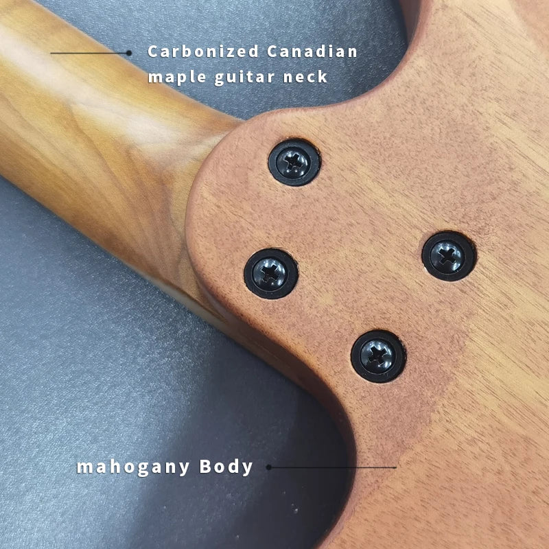 GALYDA Factory Custom Logo Portable and Lightweight 6 String Headless Electric Guitar for Rock Metal Players