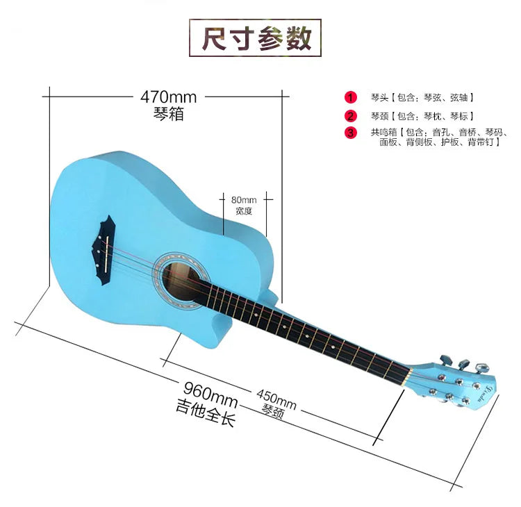 38-Inch Classical Acoustic Guitar Beginners Thin Body Basswood Maple Koa Back/Side Plastic Available Matt Gloss Wholesale Sale