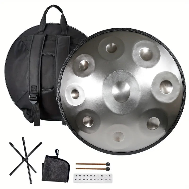 18-Inch 9-Tone Handpan Drum in G Key | 440Hz, Stainless Steel, Healing Percussion, Beginner-Friendly