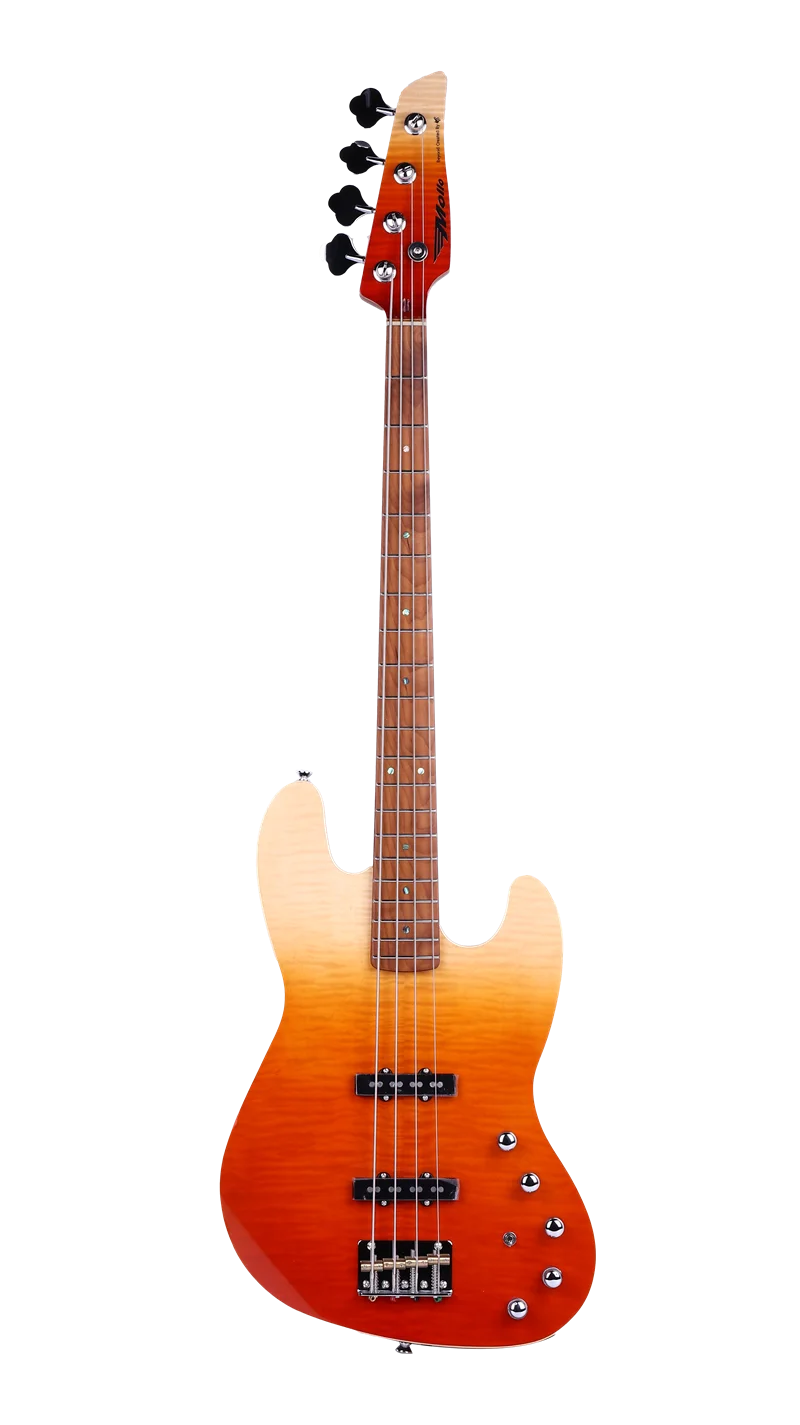 PB-770 Flamed Maple Coloful 4 String High Quality  Electric Bass Guitar, Active Pickup Bass