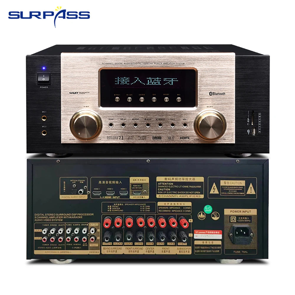 DT7.1 Surpass Audio Factory Price 7.1 Surround Sound System with Power Amplifier Speakers for Home Theater