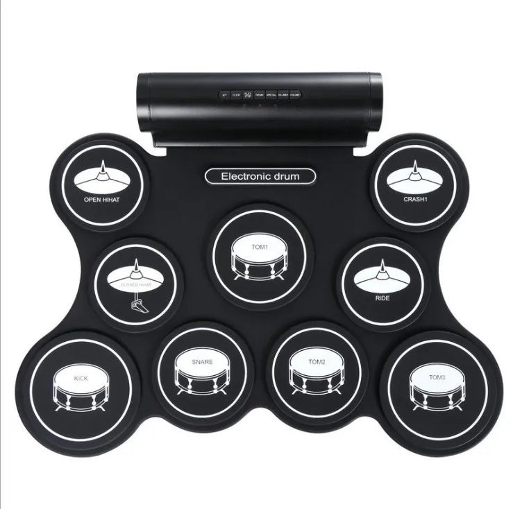 Hidelok DD02 Roll-Up Electronic Drum Kit | 5 Drums, 4 Cymbals, Bluetooth, MIDI, Built-In Speaker & Battery