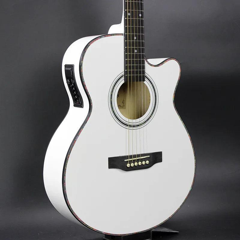 China Guitar 40 Inch White Acoustic Guitar with 4 Band Pickup