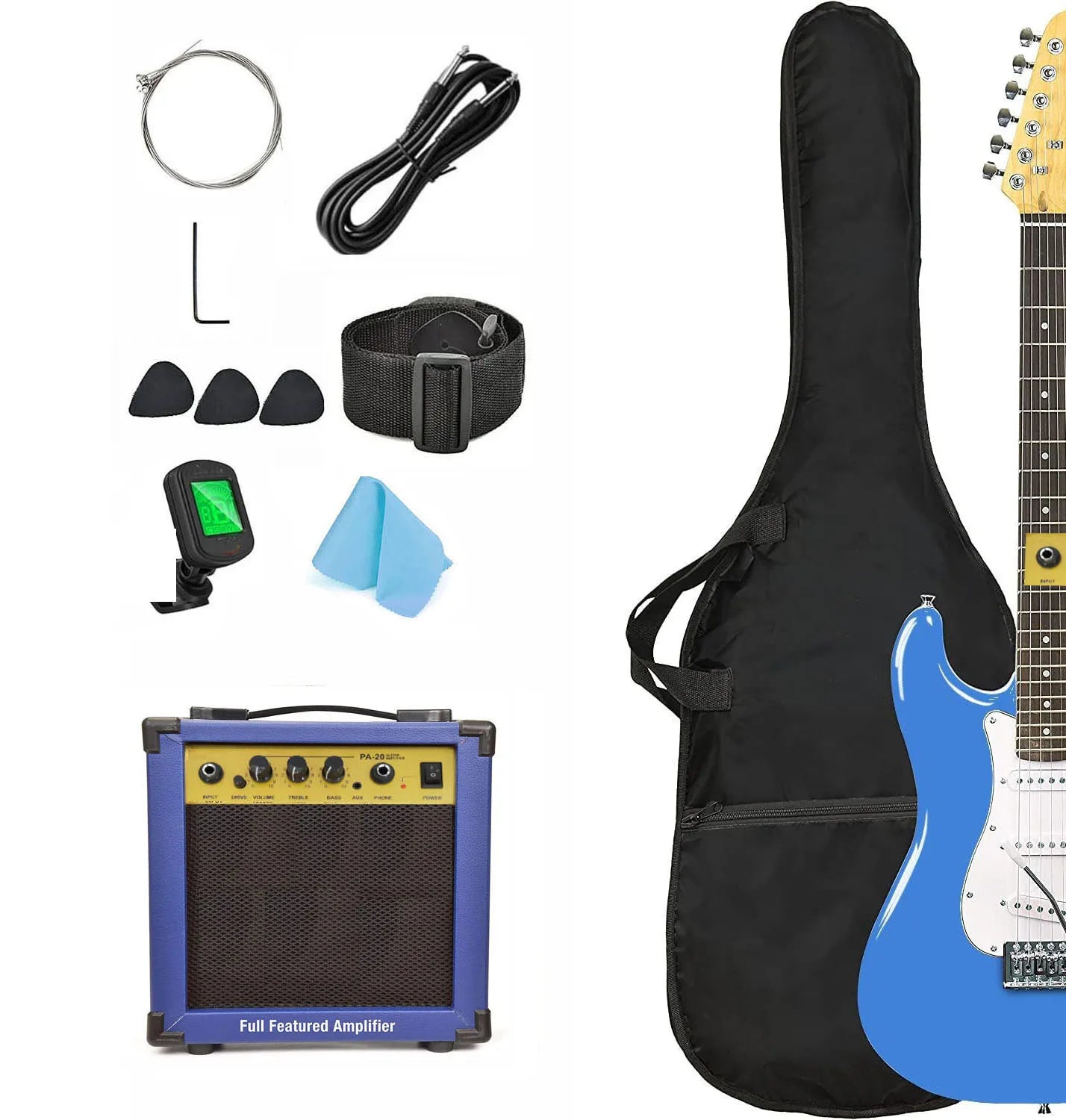 FCC Certified Electric Guitar with 10 Watt Amplifier Complete Kit-Beginner-Friendly Musical Instrument Includes Tuner Bag