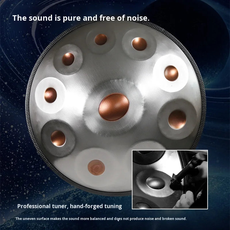 Professional Grade 18-Inch Handpan Drum with 9 Tones & 440Hz Beginner's Healing Percussion Instrument with g Key
