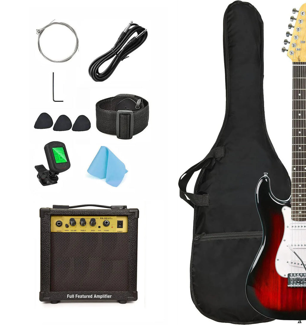 FCC Certified Electric Guitar with 10 Watt Amplifier Complete Kit-Beginner-Friendly Musical Instrument Includes Tuner Bag