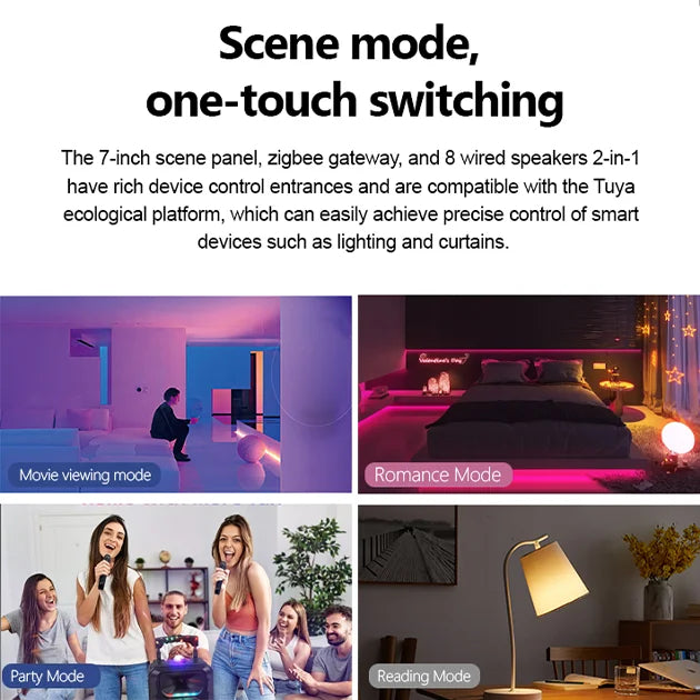 TUOAN Q7 7-Inch Smart Home Zigbee Gateway Control Panel | WiFi, Bluetooth, 2-Zone Music, Tuya App