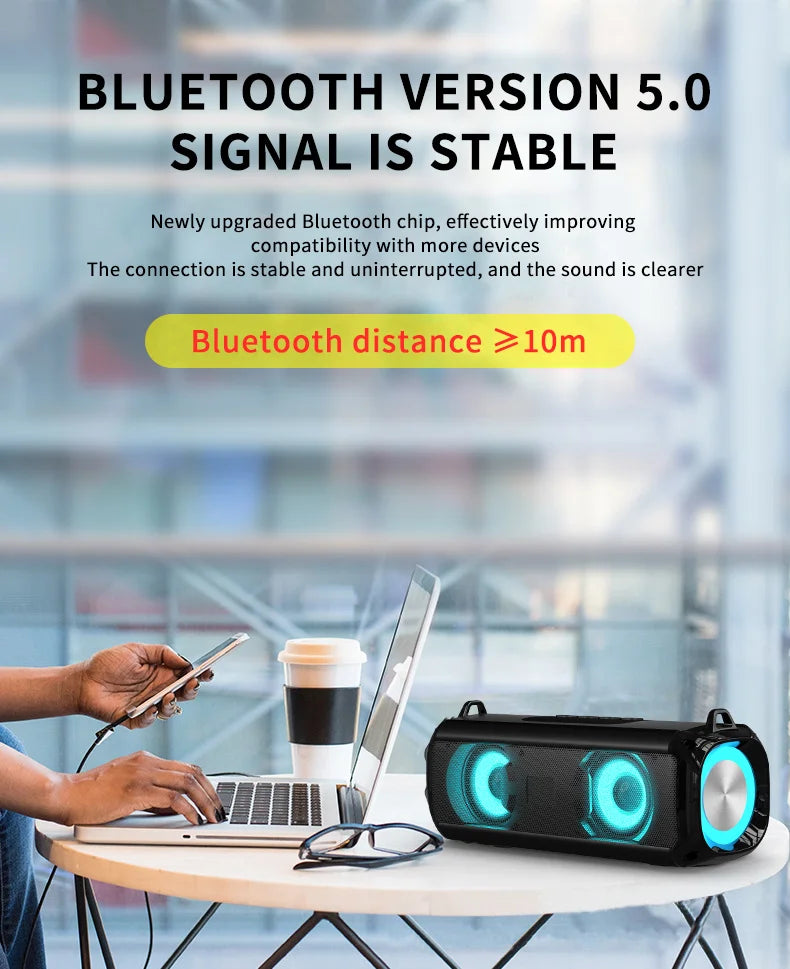 Popular Portable 10w Bluetooth Speakers with Colorful Lights Mode at Factory Wholesale Price