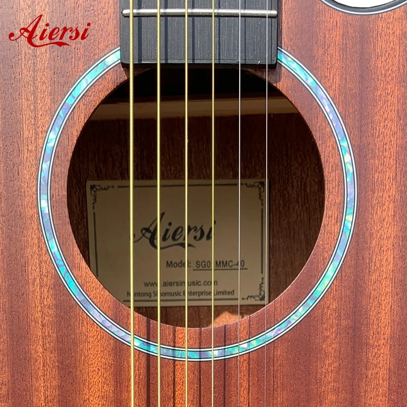 Custom Made Aiersi Brand Hot Sale Sapele Wood Body Cutaway Acoustic Guitar