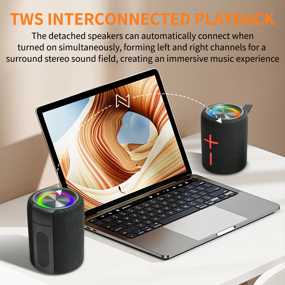 Dual Magnetic BT5.3 Speaker, IPX6 Waterproof Portable Wireless Speakers 24H Playtime Multiple Pairing for Home,Outdoor or Travel